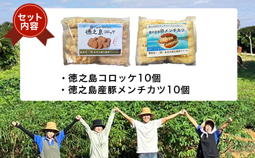 【先行予約! 2026年5月上旬～発送】徳之島コロッケ 徳之島の豚 メンチカツ セット 計20個【配送不可地域：離島】