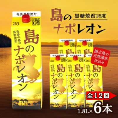 【毎月定期便】奄美黒糖焼酎 島のナポレオン 1,800ml 紙パック 6本セット全12回