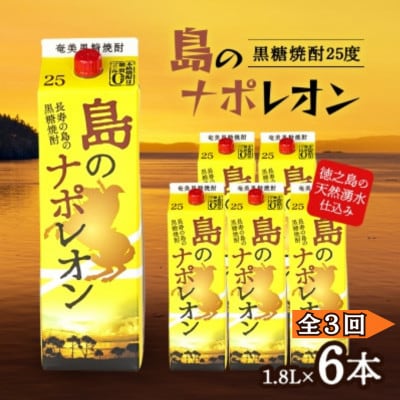 【毎月定期便】奄美黒糖焼酎 島のナポレオン 1,800ml 紙パック 6本セット全3回