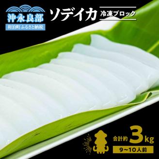 冷凍保存ＯＫ！エメラルドブルーの美しい海で育ったおいしいソデイカ冷凍ブロック３キロ（９～10人前）！