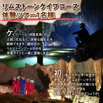 ドキドキ！ワクワク！ケイビング（洞窟探検）リムストーンケイブコース体験ツアー【1名様】