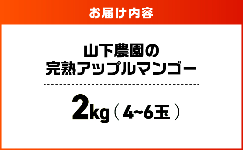【2026年先行予約】甘い香りの贈り物！山下農園の完熟アップルマンゴー 2kg（4～6玉）　W063-003-02