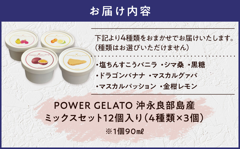 POWER GELATO 沖永良部島産（ミックスセット12個入り）　W066-003-02