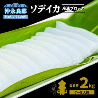 冷凍保存ＯＫ！エメラルドブルーの美しい海で育ったおいしいソデイカ冷凍ブロック２キロ（7～8人前）！