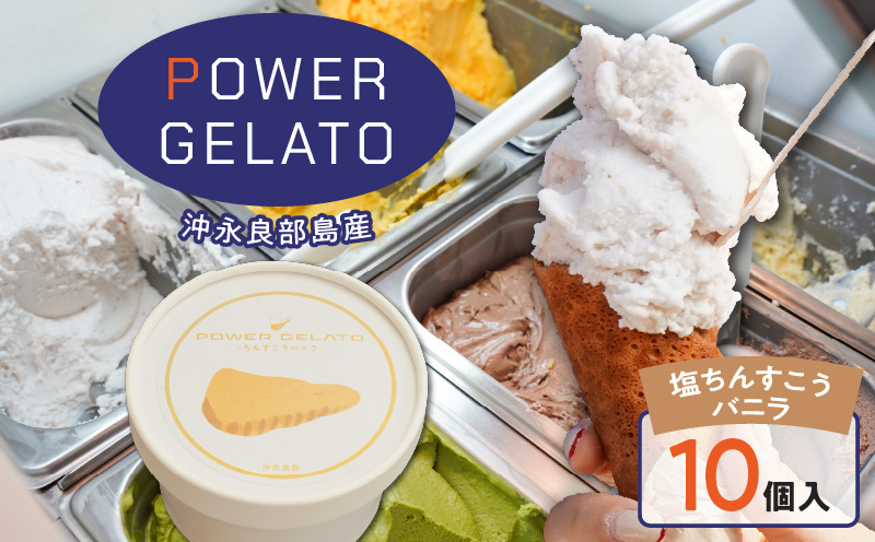 POWER GELATO 沖永良部島産（塩ちんすこうバニラ）90ml×10個入り　W066-004-02