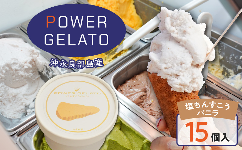 POWER GELATO 沖永良部島産（塩ちんすこうバニラ）90ml×15個入り　W066-004-03