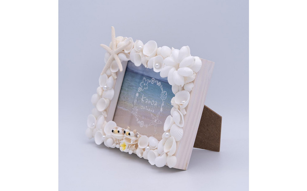 シェルシーサーのフォトフレーム（ホワイトシェル）