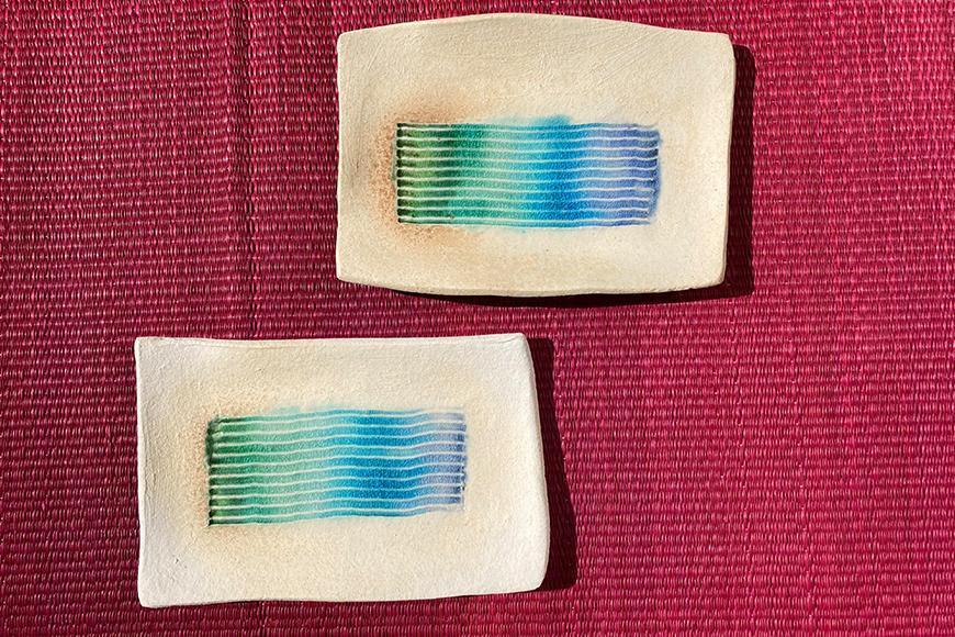 ガラス彩陶器　長皿 (小) 2客セット