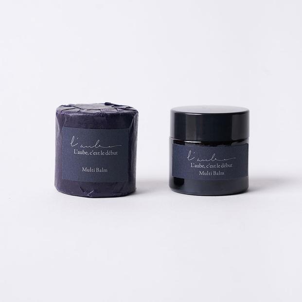 L’aube ネイル＆リップバーム 「ヨモギ」 8g ゴールデンオーガニックホホバオイル 日本産ミツロウ フランス産ラベンダー精油 よもぎ葉エキス 使用