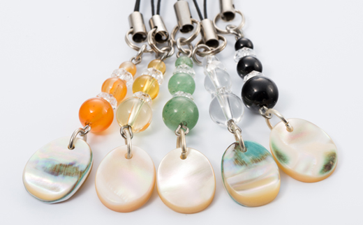 悠ヶ風の夜光貝 ＜ 誕生石ストラップ ＞