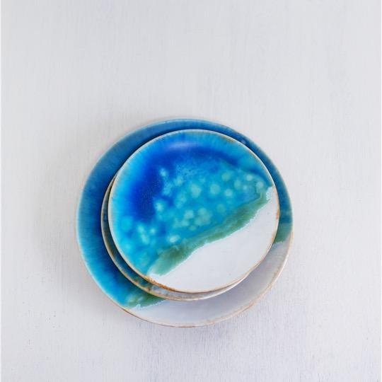 沖縄ラグーン柄 6寸皿＋取皿2枚セット