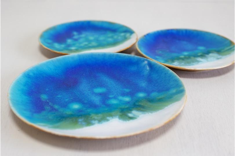 沖縄ラグーン柄 6寸皿＋取皿2枚セット