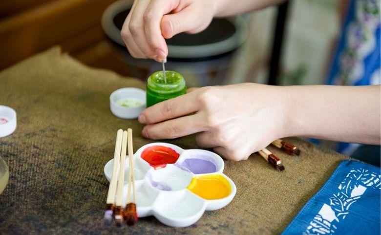 琉球びんがた道具箱(松竹梅柄)【風呂敷：朱色】