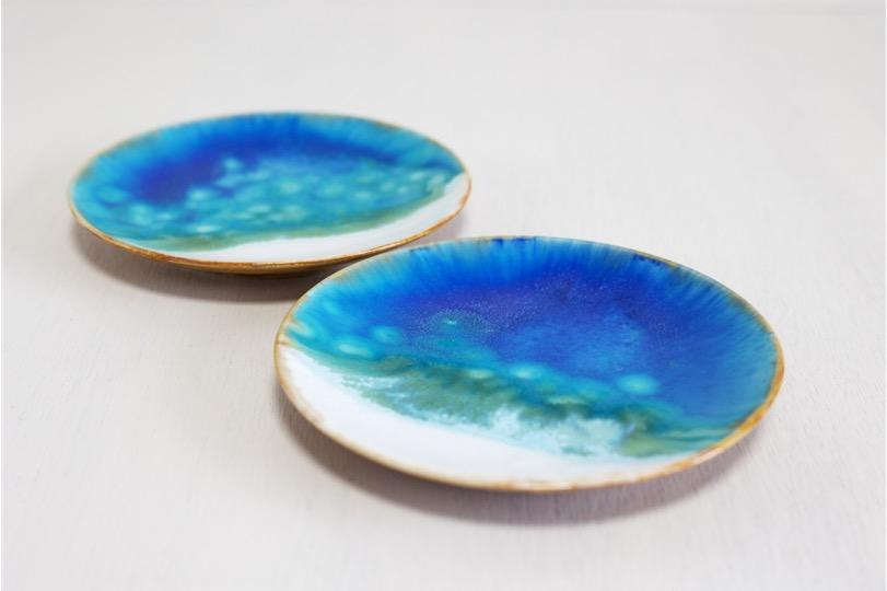 沖縄ラグーン柄 ５寸皿２枚セット