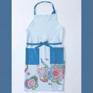 琉球びんがたリネンエプロン　ブルー