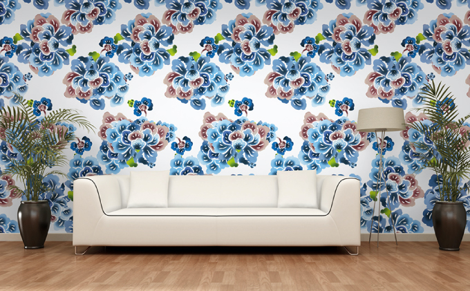 紅型壁紙 2m CUORE.white クオーレホワイト | 紅琉 BINRYU アラヤプランニング株式会社 | 沖縄 伝統工芸 びんがた 紅型 | 防炎 抗菌 壁紙 | テキスタイル インテリア モダン ナチュラル | 柄 花柄 クオーレホワイト