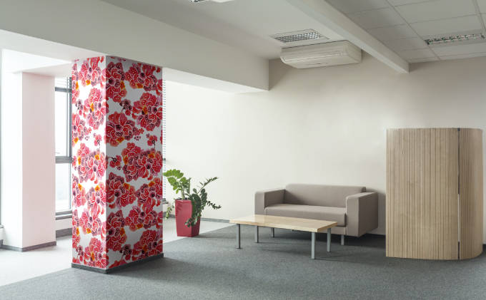 紅型壁紙 2m SOURIRE.white スーリールホワイト | 紅琉 BINRYU アラヤプランニング株式会社 | 沖縄 伝統工芸 びんがた 紅型 | 防炎 抗菌 壁紙 | テキスタイル インテリア モダン ナチュラル | 柄 花柄 スーリールホワイト