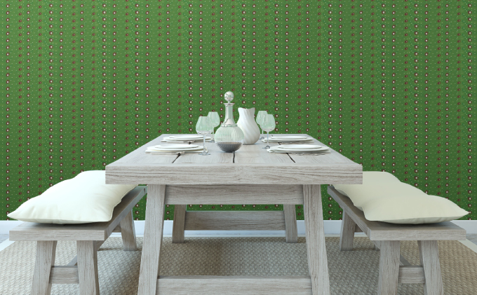 紅型壁紙 2m ARARE 霰 | 紅琉 BINRYU アラヤプランニング株式会社 | 沖縄 伝統工芸 びんがた 紅型 | 防炎 抗菌 壁紙 | テキスタイル インテリア モダン ナチュラル | 柄 霰