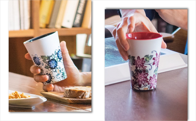 【クオーレ】有田焼 ビアグラス | 紅琉 BINRYU アラヤプランニング株式会社 | 沖縄 伝統工芸 びんがた 紅型 | 柄 花柄 | 磁器 ビアカップ ビールグラス クオーレ