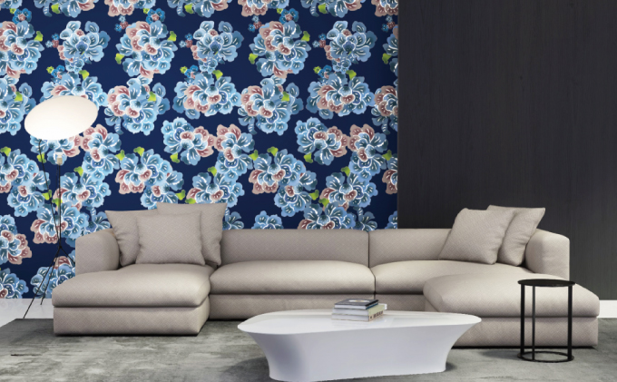 紅型壁紙 2m CUORE クオーレ | 紅琉 BINRYU アラヤプランニング株式会社 | 沖縄 伝統工芸 びんがた 紅型 | 防炎 抗菌 壁紙 | テキスタイル インテリア モダン ナチュラル | 柄 花柄 クオーレ