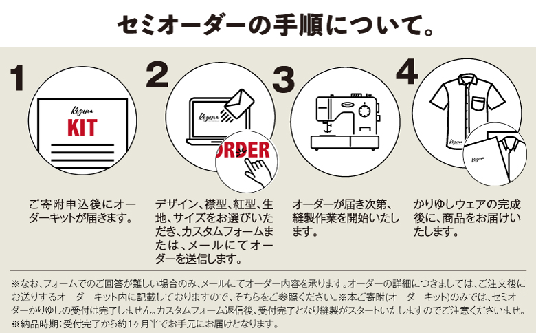 日本製 Kizuna セミオーダー かりゆしウェア (オーダーキット) メンズ 選べる デザイン 襟型 紅型 柄 カラー サイズ S M L 2L 3L | 半袖 アロハ シャツ クールビズ ビジネス カジュアル ギフト 贈り物 お仕立券 | 沖縄県 宜野湾市 送料無料