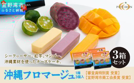 沖縄フロマージュ (3個入) 3箱 セット 【審査員特別賞 受賞】 【宜野湾市商工会長賞 受賞】 | ポティロン株式会社 | チーズケーキ ちんすこう | 沖縄 お取り寄せ スイーツ おやつ お菓子 菓子 おかし お土産 ギフト 詰め合わせ | 沖縄県 宜野湾市 | 送料無料