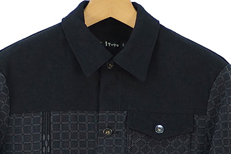 みんさー織 総手織りブルゾン（楕円ヒチガーラ  ブラック）LLサイズ AZ-58-1