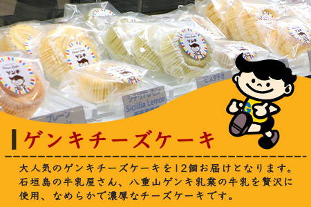 【島外不出のゲンキくん製品が返礼品に!!】ゲンキチーズケーキ 12個 プレーン MIX バラエティ セット 石垣島の牛乳屋さんのチーズケーキ OP-8