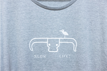 【レディース】オリジナルTシャツ 水牛&サギ レディースTシャツ【カラー:グレー】【サイズ:レディース】KB-149