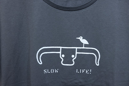 【レディース】オリジナルTシャツ 水牛&サギ レディースTシャツ【カラー:スミクロ】【サイズ:レディース】KB-150