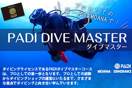 【ダイビングライセンス】PADIダイブマスターコース 7～8日間 1名様 MO-5