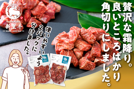 石垣島産 黒毛和牛 新里牛 多用途抜群！煮込み用贅沢角切り（500g×2） 合計1kg以上 カレー シチュー SZ-44