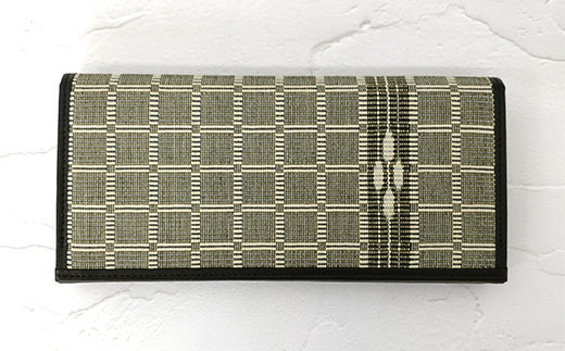 AZ-55-1 みんさー織 長財布牛革(楕円ヒチガーラ　グレイ) 