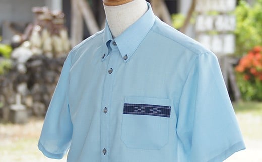 みんさーウェア　ボタンダウン（青）ＬＬサイズ AI-7 ＬＬサイズ