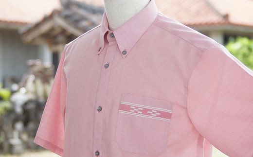 みんさーウェア　ボタンダウン（ピンク）Ｍサイズ AI-8 Ｍサイズ