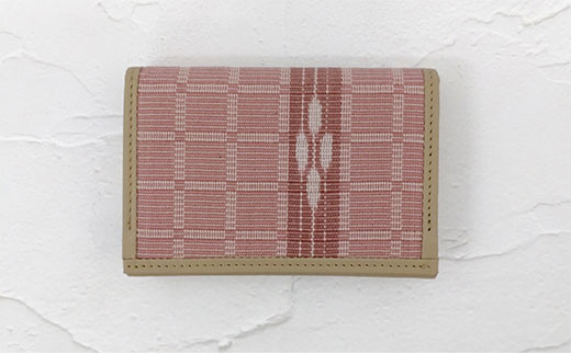 AZ-53-1 みんさー織 名刺入れ牛革(楕円ヒチガーラ　サクラ) 