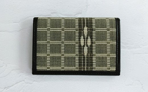 AZ-52-1 みんさー織 名刺入れ牛革(楕円ヒチガーラ　グレイ) 