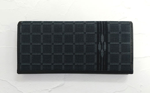 AZ-54-1 みんさー織 長財布牛革(楕円ヒチガーラ　ブラック)