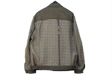 みんさー織 総手織りブルゾン（楕円ヒチガーラ  グレイッシュ）Mサイズ AZ-59-1