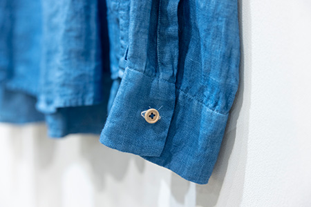 【石垣島の藍染工房】長袖シャツ【カラー:ブルー】【サイズ:Sサイズ】KB-160-1