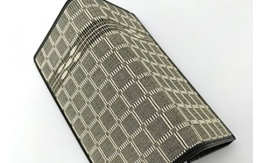 AZ-55-1 みんさー織 長財布牛革(楕円ヒチガーラ　グレイ) 