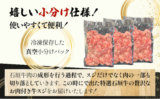 【2025年11月以降順次発送】特選石垣牛の贅沢なお肉付き牛スジをご家庭で！！牛スジ500g×3パック | 沖縄 石垣 牛スジ 牛 肉 特選 黒毛 和牛 贅沢 | IM-21 牛スジ1.5kg(500g×3パック)