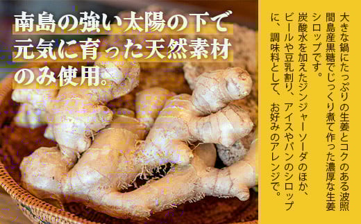 ジンジャーシロップ飲み⽐べ3種セット(120ML×3本) HW-1 【沖縄県石垣市 沖縄 沖縄県 琉球 八重山 八重山諸島 石垣 石垣島 送料無料 ⽯垣島産⽣姜 生姜 シロップ ジンジャー ジンジャーシロップ グラニュー糖 黒糖 砂糖 ⾚唐⾟⼦ 果汁 塩 ⽯垣の塩 レモングラス レモン フルーツ ミント  ギフト 国産】