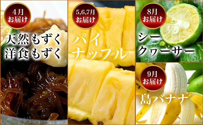 【12回定期便】石垣島の特産品 バラエティ定期便｜沖縄 石垣島 直送 旬 果物 フルーツ パイン 新鮮 もずく 肉 牛肉 米 セット 詰め合わせ 頒布会 定期配送 SI-104