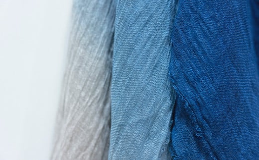 【石垣島の藍染工房】リネン 大判 ストール【カラー:グラデーション】KB-168-gra グラデーション（大判）