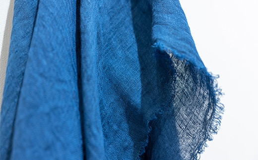 【石垣島の藍染工房】リネン 大判 ストール【カラー:紺】KB-177-kon 紺（大判）
