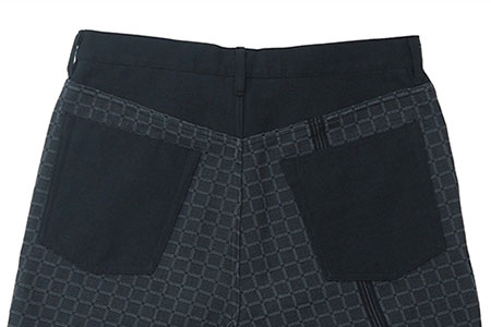 みんさー織 総手織りパンツ（楕円ヒチガーラ  ブラック）Mサイズ AZ-62-1