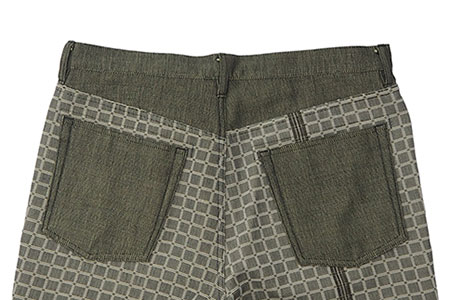 みんさー織 総手織りパンツ（楕円ヒチガーラ  グレイッシュ）LLサイズ AZ-67-1