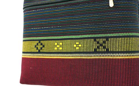 手織り花織みんさ ショルダーポシェットM（黒赤）AI-3