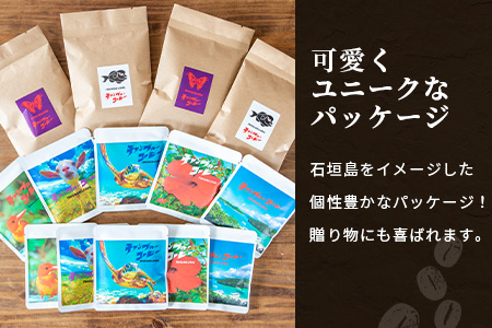 【3ヶ月定期便】石垣島産コーヒー豆MIXブレンド ドリップパック10個と焙煎豆100g×4袋セット IW-4